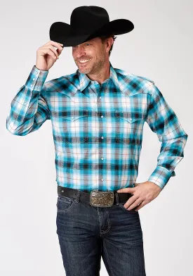1945 STRETCH POPLIN - TURQUOISE PLAID