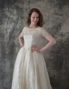 1960s Ivory Organza Wedding Gown