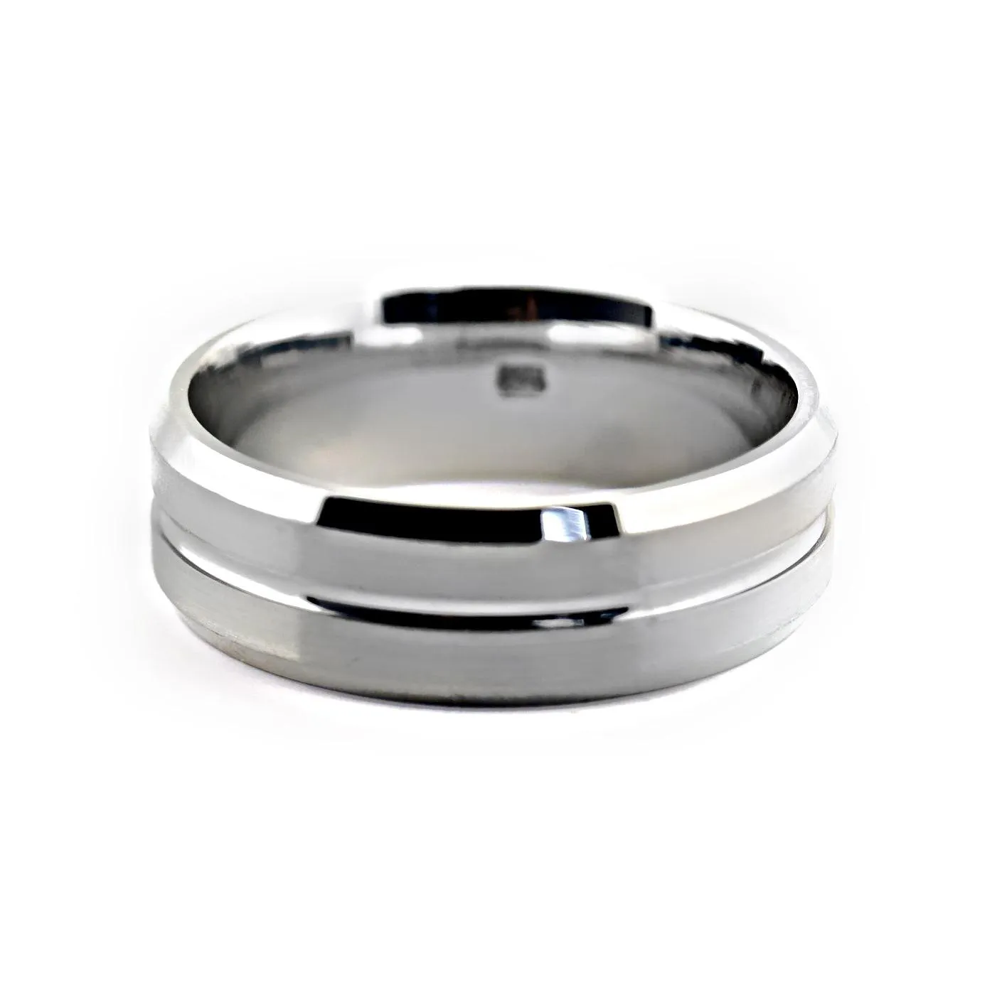 7mm Wide Men's Wedding Band White Gold