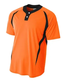 A4 N4229 2-Button Color Blocked Baseball Henley - Orange Black