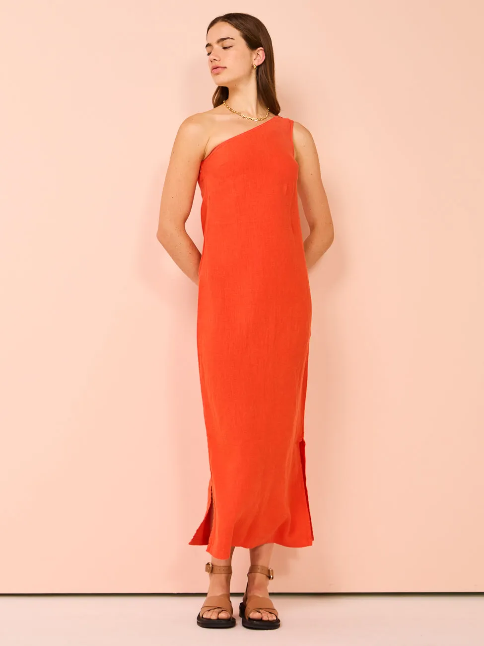 Assembly Label Bonnie Linen Dress in Popsicle