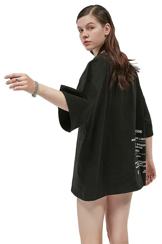 Black Washing-Instructions Round-Neck T-Shirt