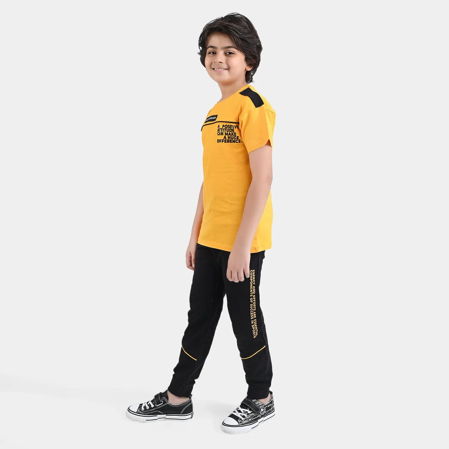 Boys Jersey/Terry 2 Piece Suit Positive Attitude-Jet Black