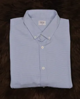 CELIO Texture  Shirt with Button-Down Collar Light Blue  Slim Fit