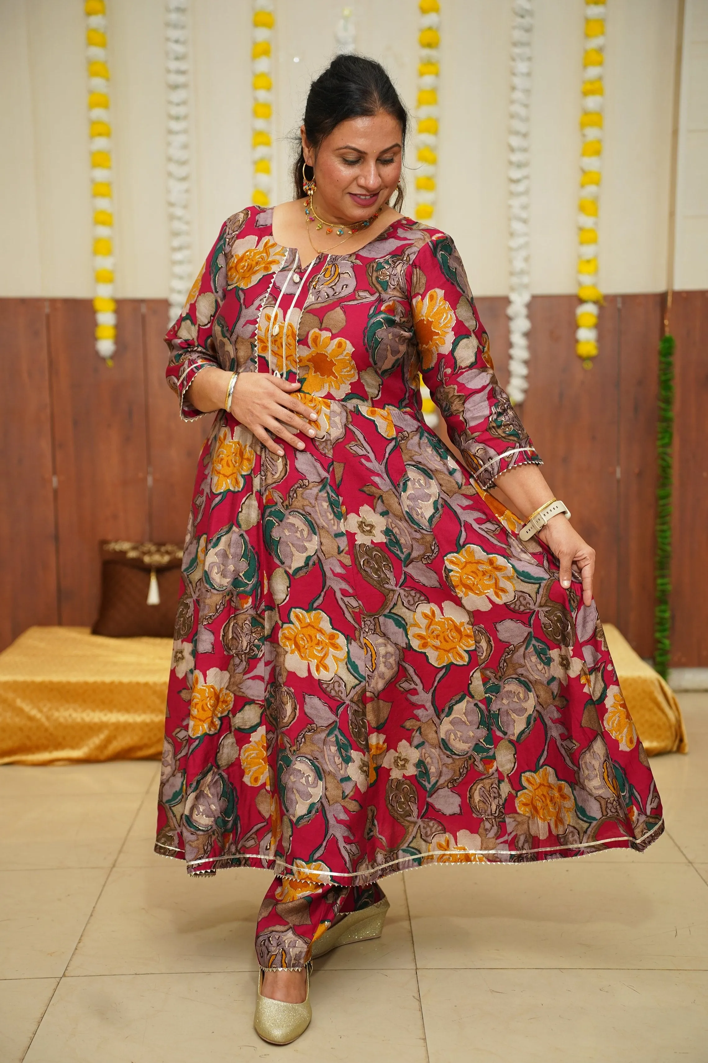 Festive Fuchsia Anarkali Suit Set