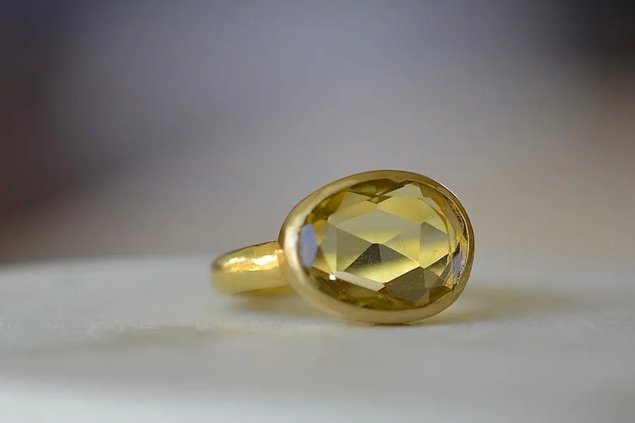 Lemon Quartz Greek Ring