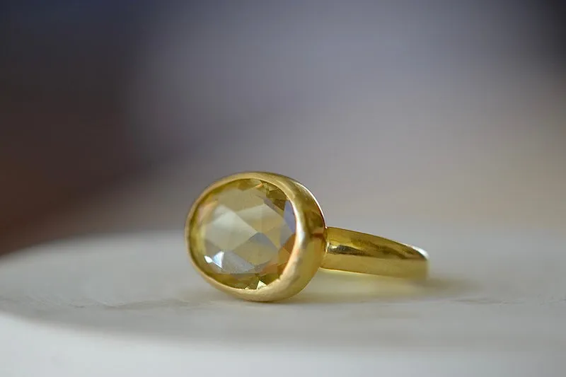 Lemon Quartz Greek Ring