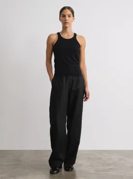 Linen Trouser, Laundered Linen, Black