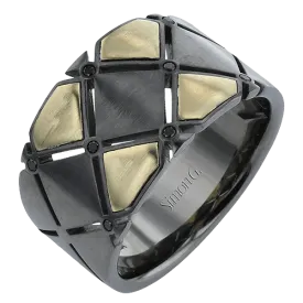 Men's Ruthenium Ring In 14k Gold With Diamonds