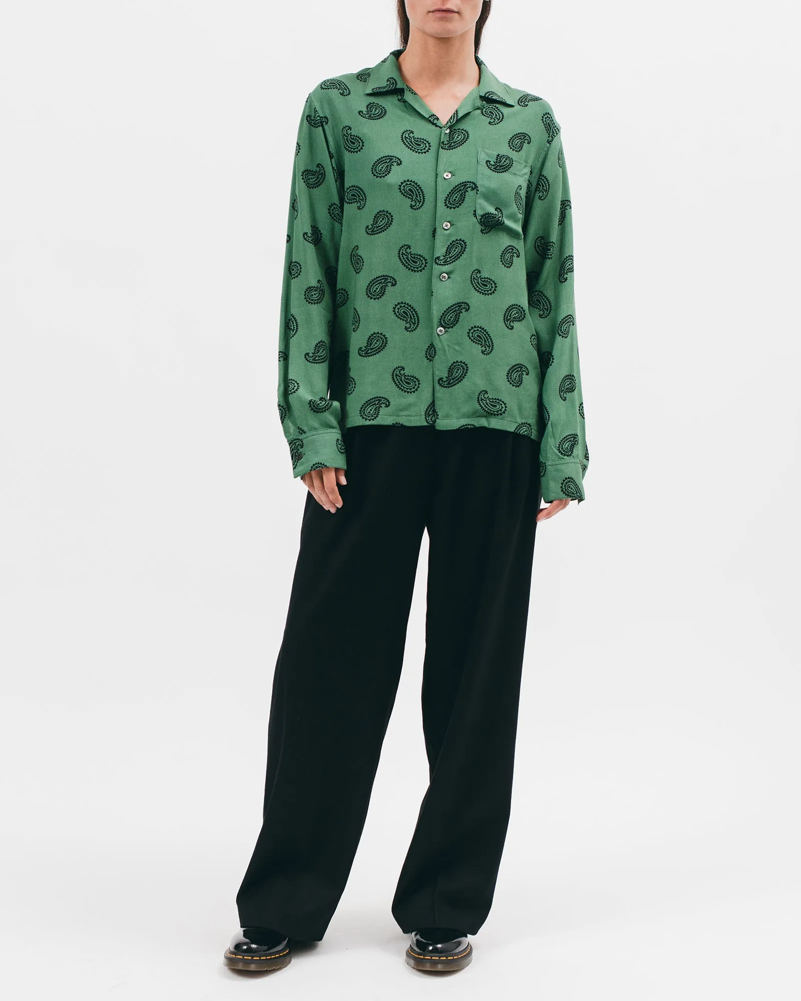Paisley Rayon LS Shirt - Jade