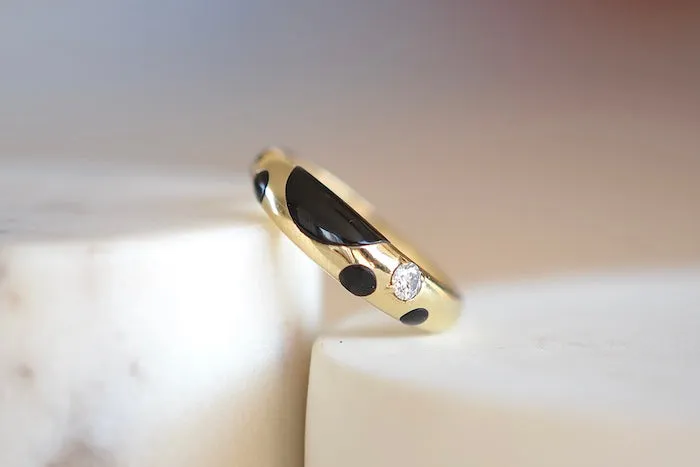 Petite Black Onyx Polka Bombe Ring