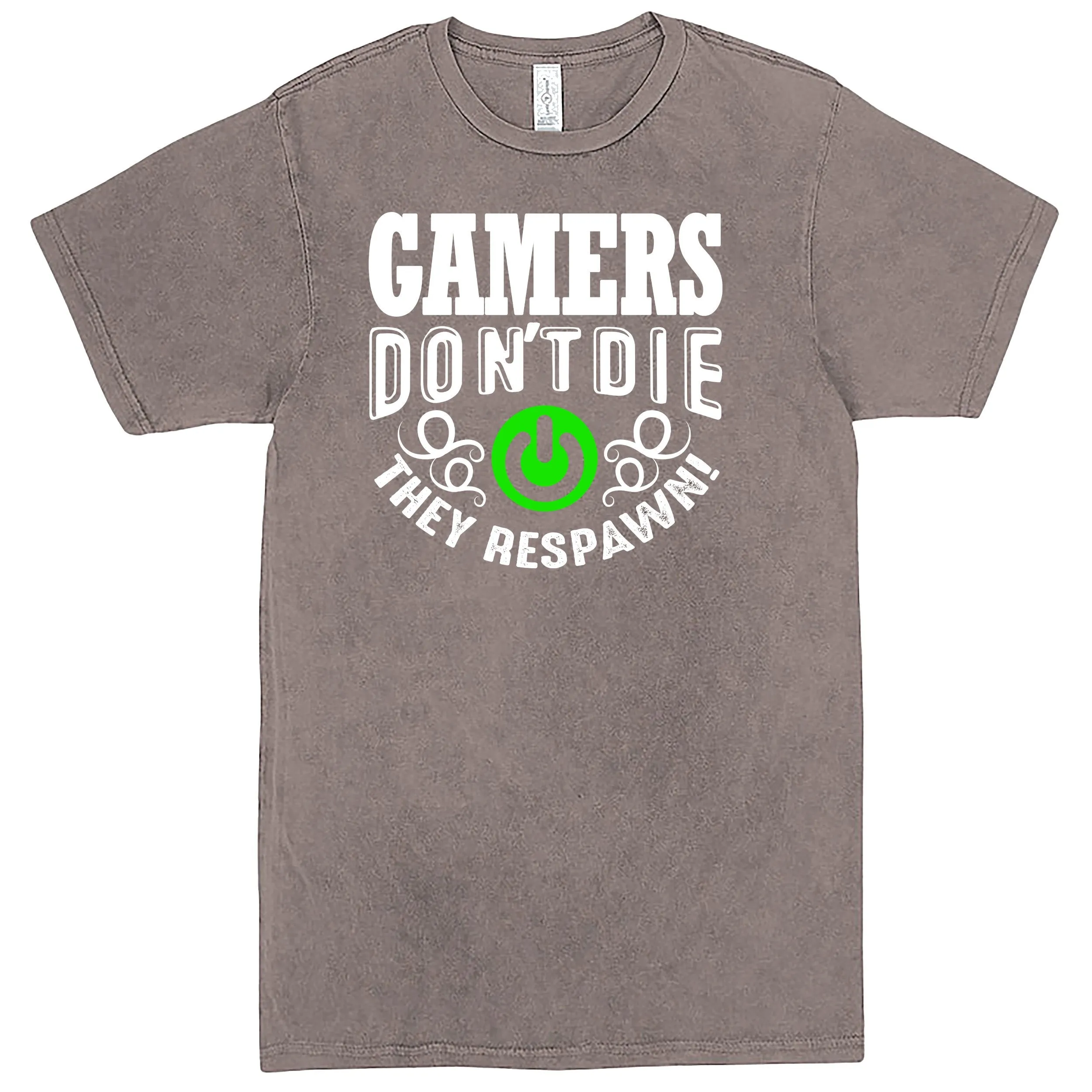 "Gamers Don't Die They Respawn" Men's Shirt (Green Button)