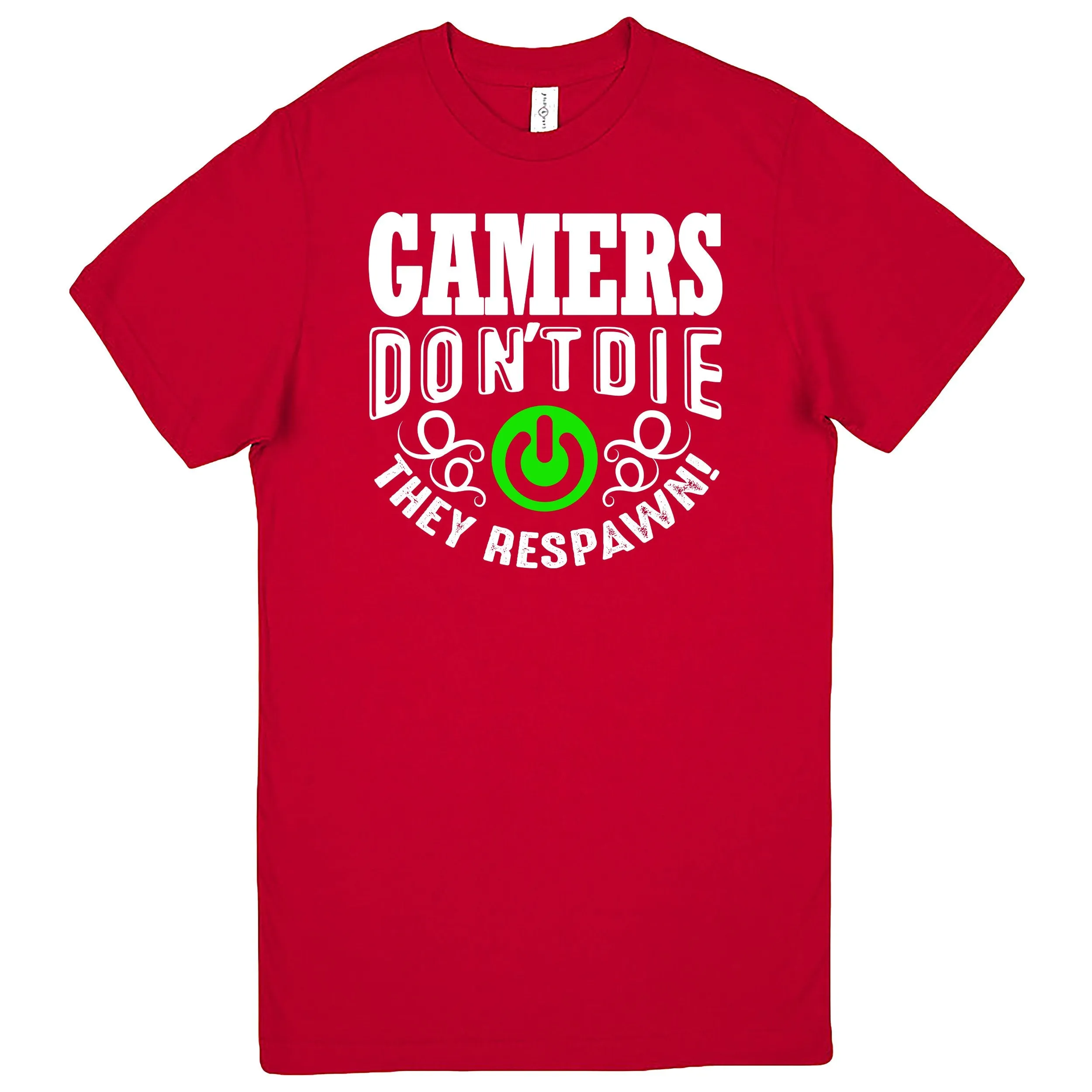 "Gamers Don't Die They Respawn" Men's Shirt (Green Button)