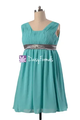 Tiffany Blue & Grey Mix Match Color Bridal Party Dress (BM1029S Two-Color)