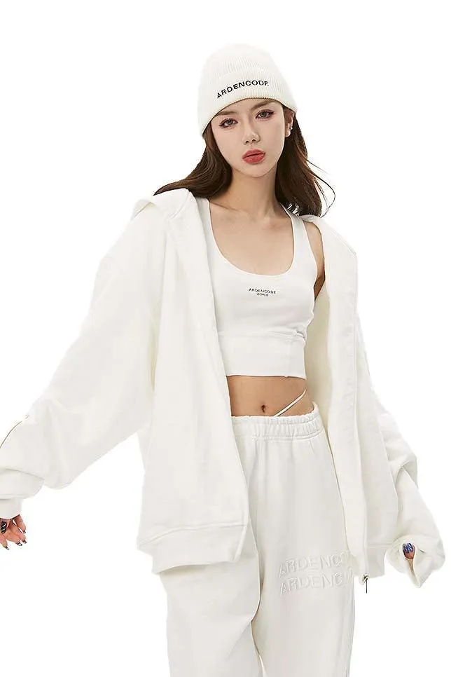 White Unisex Waist-Straps-Detail Sweatpants