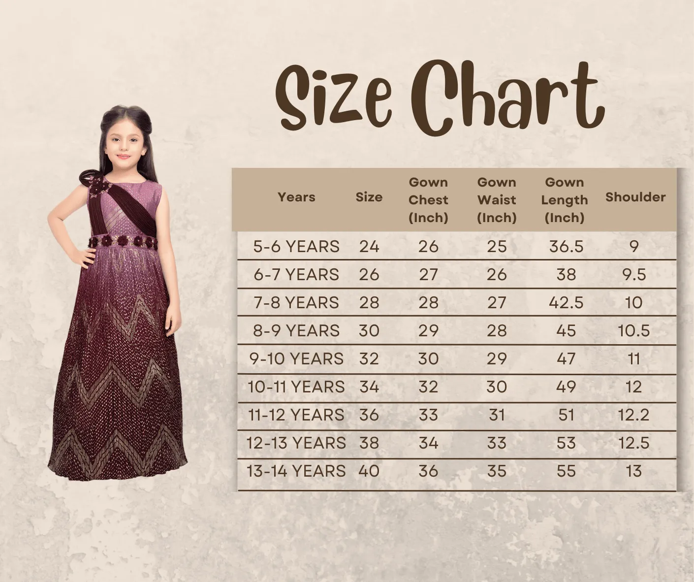 Wine Coloured Wire Concept Style Gown For Girls